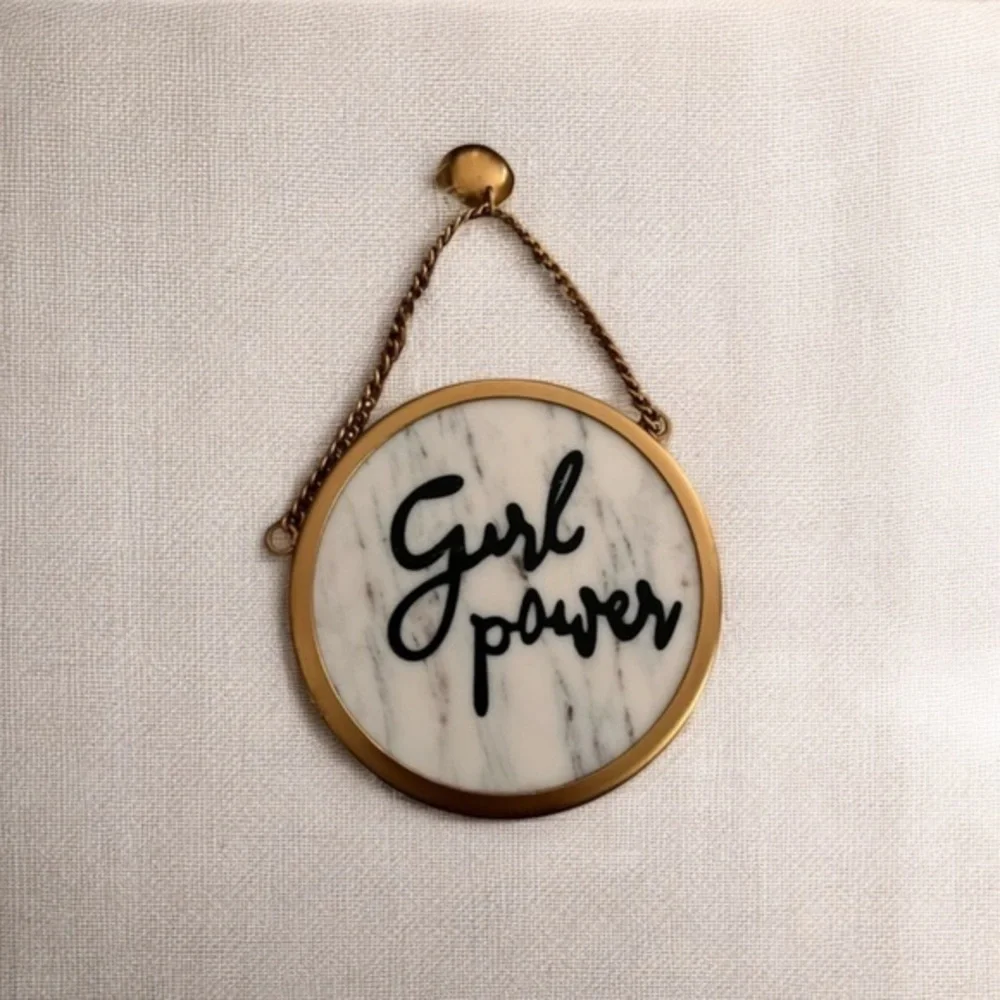 Girl power wall decor marble with gold wall hanging